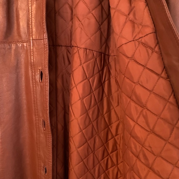 Vintage 70s Women’s Leather Trench Coat w/ Hood & Belt - Picture 5 of 8